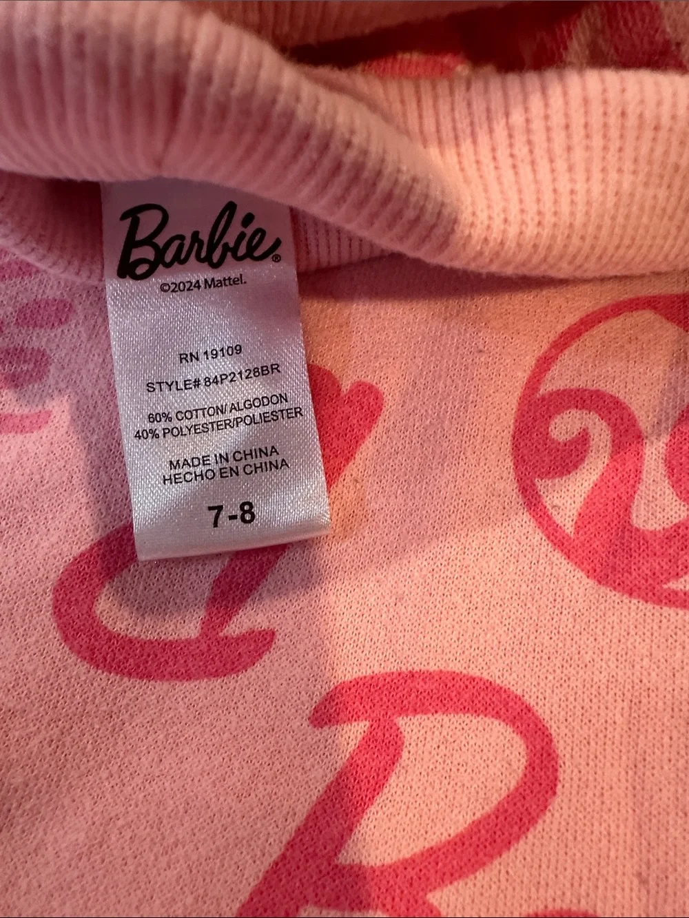 Barbie Pink Logo Allover Print Pajama Set